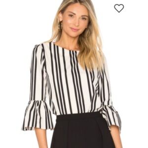 Alice + Olivia Black and White Bell Sleeve Blouse women’s size S